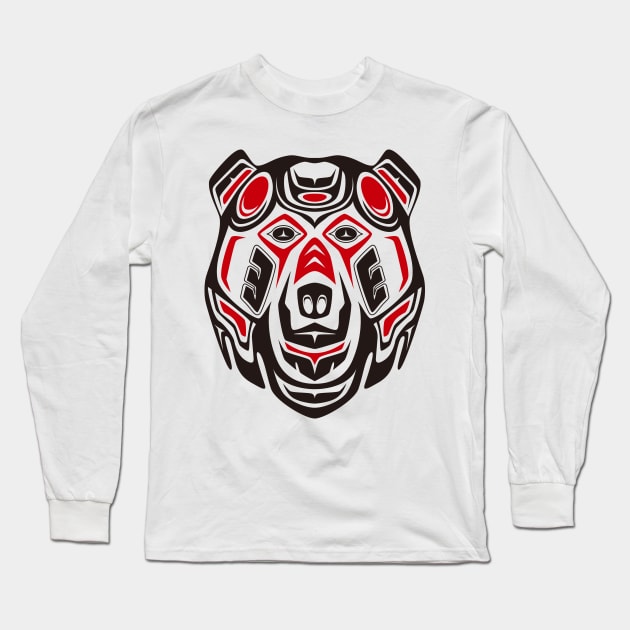 Haida style grizzly Long Sleeve T-Shirt by TurkeysDesign